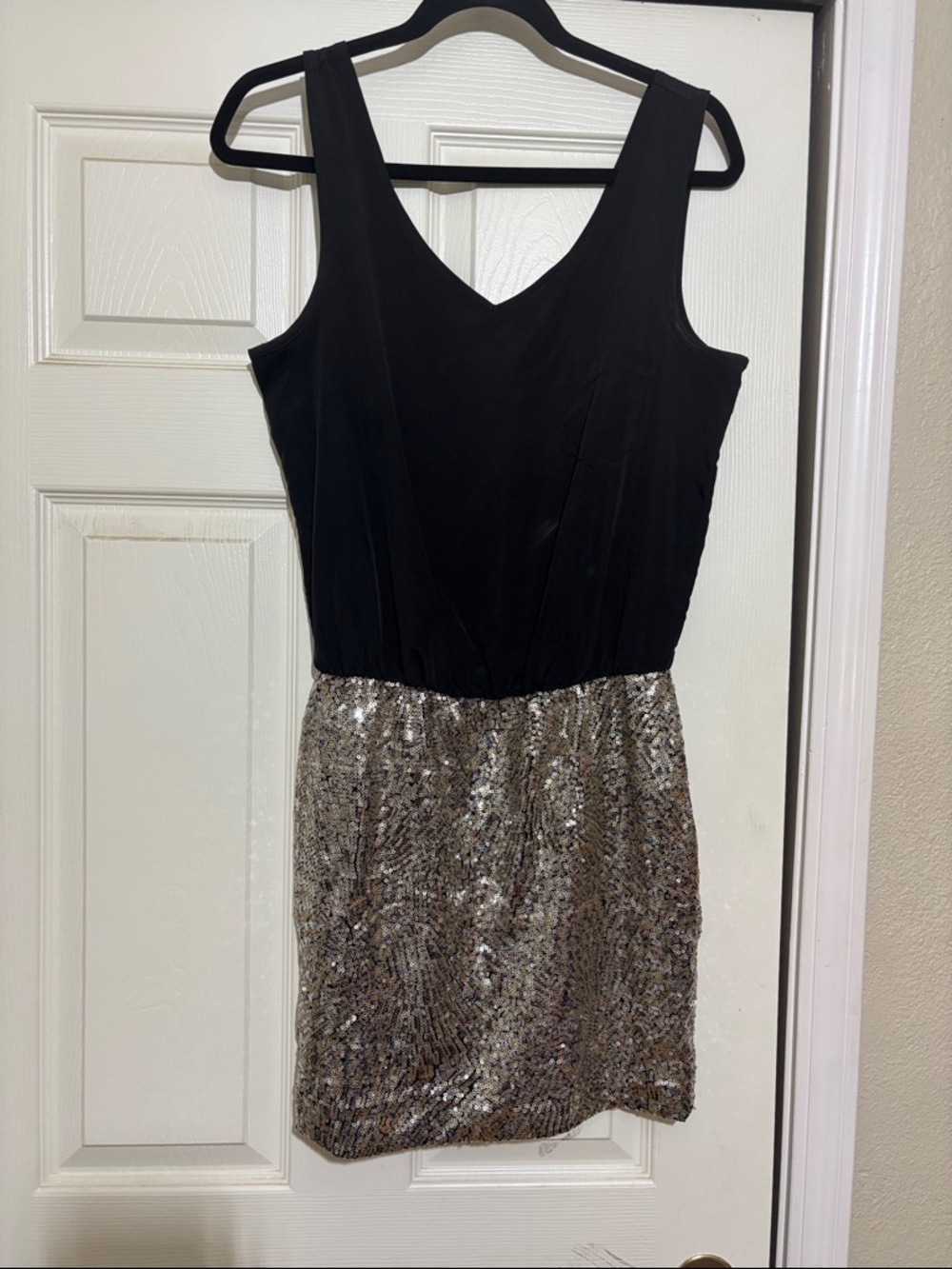 As U Wish Black and Silver Sequin Mini Dress